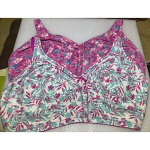 Set of 2 Plus Size Comfort Choice Wireless Full Coverage Floral Bra 52G Floral